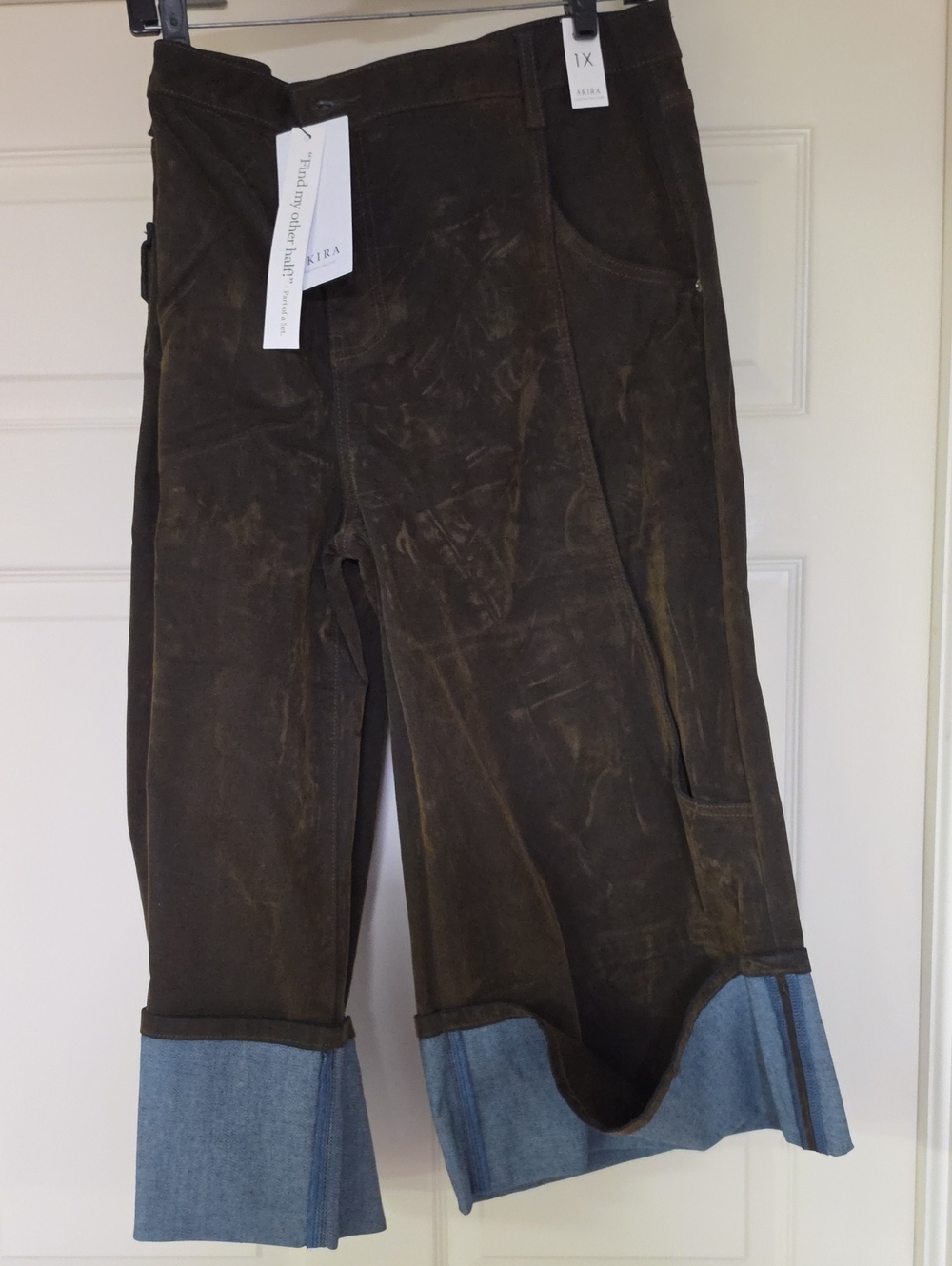 Womens Brown Velvet Cuffed And Cropped Jeans